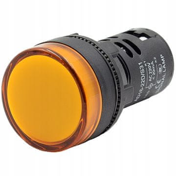 Signalna lampica kontrolna indikator, ugrađna led, žuta, 230v, 22mm