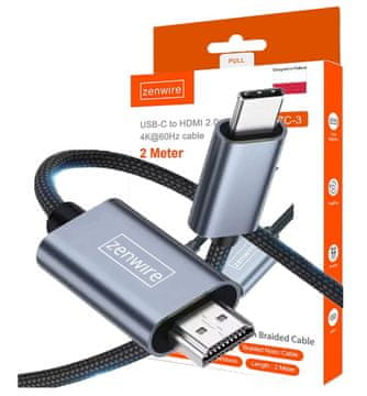 ZENWIRE KABEL ADAPTER USB-C 3.1 Tip C HDMI 2.0 4K 60Hz MHL adapter 2 m ZC-3