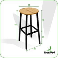 Taboret od hrasta kvrgavog bar stolac za kuhinju blagovaonicu 32x32x65 Begryf