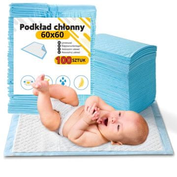 Podloge za poslijeporođajnu njegu, higijenske, jednokratne, 60x60, jake, 100 komada