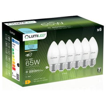LUMILED 6x LED žarulja E27 svijeća B35 8W = 65W 880lm 6500K hladno osvjetljenje 180°