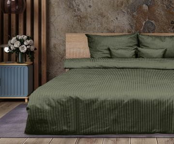 Posteljina od damasta maslinasta, 1 cm 220x200+2x70x80