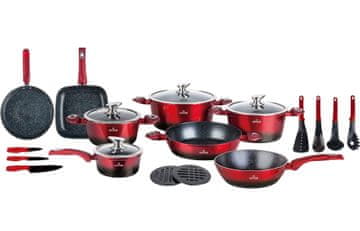 ZILNER Set lonaca s mramornim premazom, 21 komad, Burgundy ZL-8541