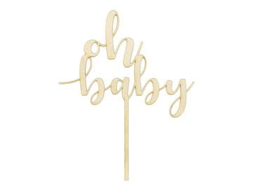 PartyDeco Drveni TOP "OH BABY" 17cm