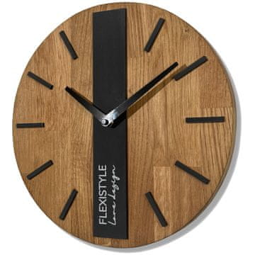 Flexistyle Drveni zidni sat Oak Classic 30cm crni