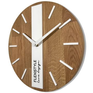 Flexistyle Drveni zidni sat Oak Classic 30cm bijeli