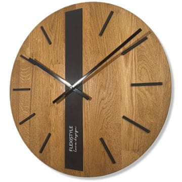 Flexistyle Drveni zidni sat Oak Classic 50cm crni