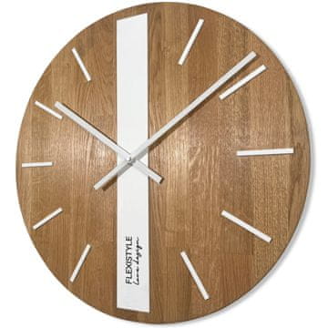 Flexistyle Drveni zidni sat Oak Classic 50cm bijeli