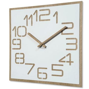 Flexistyle DIGITS zidni sat od hrastovine 50 cm bijeli