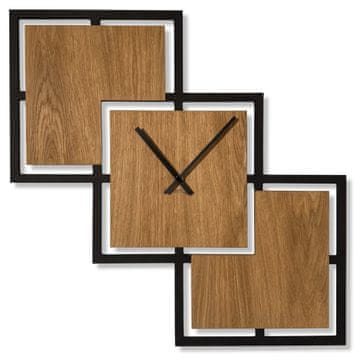 Flexistyle Trostruki zidni sat 58 cm crni drveni