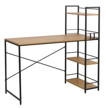 It Radni stol s policom 120 cm, prirodni hrast, crni metalni okvir, loft Furnitex
