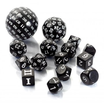 RPG kockice Crni set od 15 kockica