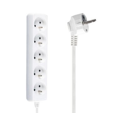 Elcan Produžni kabel s uzemljenjem 5 m 3x1 mm 5 utičnica 10A bijeli