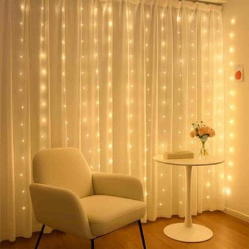 Kurtyna Okienna Girlanda Mery 300 LED USB Ciepła 3000K