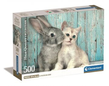 Clementoni Puzzle 500 elemenata. Compact. Cat i Bunny