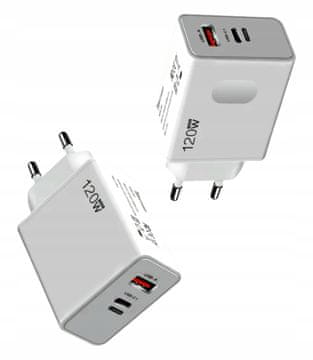 GaN punjač 1x USB A, 1x USB C Pd 67W ukupno 120w