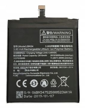 BATERIJA BN34 ODGOVARA ZA XIAOMI REDMI 5A 2910 mAh