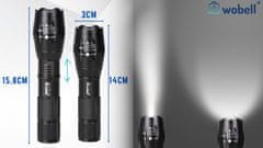 Mona Taktička LED svjetiljka CREE Zoom XML T6, vodootporna