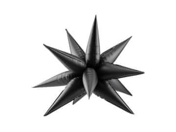 PartyDeco STAR 3D folija balon crni 70 cm