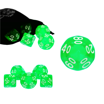 RGFK RPG kockice desetostrane D10 00-90 zelene prozirne