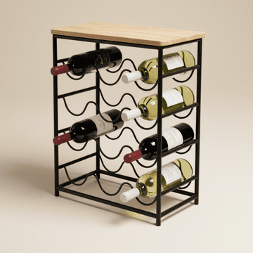 RS Stalak za vino "Craft Wine". Boja: hrast, crna.