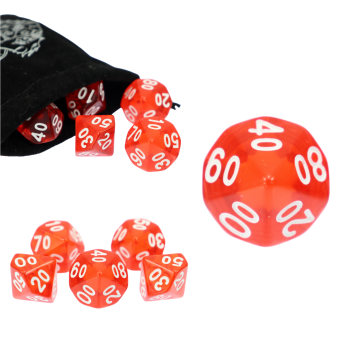 RGFK RPG kockice desetostrane D10 00-90 crvene prozirne