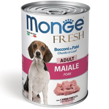 Monge Dog Svježa pašteta i komadići svinjetine 400g