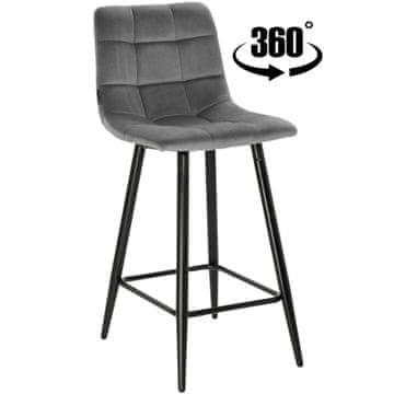 Poluhoker, rotirajuća barska stolica TORE-S velvet siva 65 cm