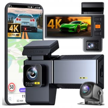 Save AUTO KAMERA VIDEO SNIMAČ 3 VIDEO KAMERE SNIMAČ VOŽNJE 4K PL