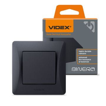 VIDEX Binera 10A ugradbeni prekidač, 1-polni, crni