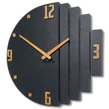Flexistyle Asimetrični drveni zidni sat 30 cm crne boje