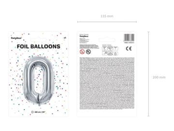 PartyDeco folija balon BROJEVI 0 srebrni 86 cm