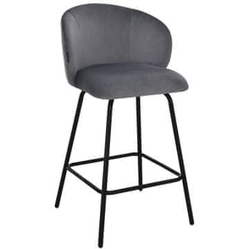 Hoker, barska stolica NEMI velvet siva 65 cm