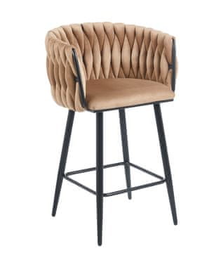 It Baršunasti stolac s naslonom za leđa, crni okvir, sjedalo 64 cm Furnitex