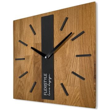 Flexistyle Drveni zidni sat Oak Classic 30cm crni SQ