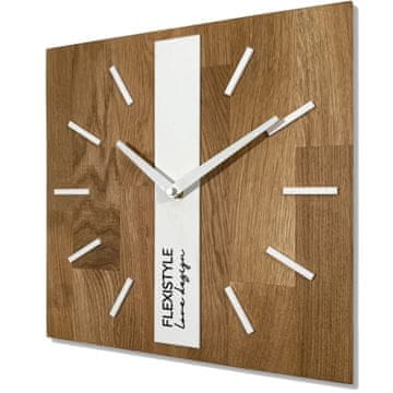 Flexistyle Drveni zidni sat Oak Classic 30cm bijeli SQ