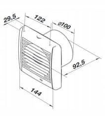 Ventika Tihi ventilator za kupaonicu 100 s timerom