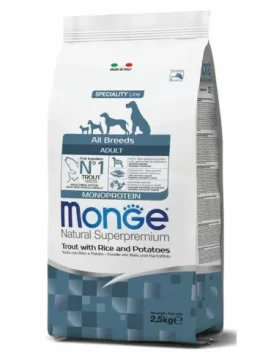 Monge Monoproteinska pastrva s rižom 2,5 kg