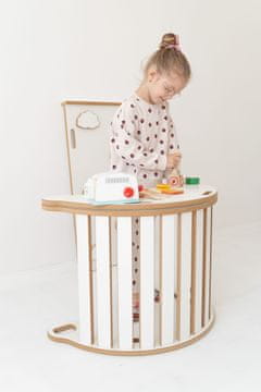 3u1 Montessori ljuljačka L s ručkama + tobogan CLOUDS + ploča za stol