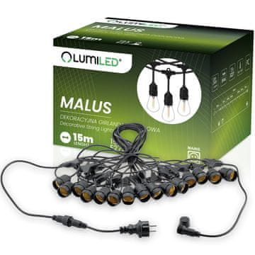 LUMILED MALUS Vanjski vrtni vijenac svjetlosni lanac 15m 15x E27