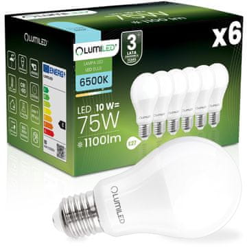 LUMILED 6x LED žarulja E27 A60 10W = 75W 1100lm 6500K hladno svjetlo 260°