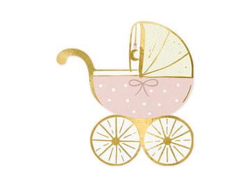 PartyDeco salvete PRAM svijetlo ružičaste 14x15 cm 1 pakiranje / 20 kom