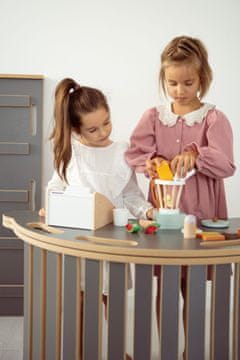PTI 3u1 Montessori ljuljačka XXL + LJESTVE tobogan + ploča za stol - siva