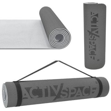 Tpe prostirka za fitness jogu, pjenasta podloga - crna/siva - 0,6 cm