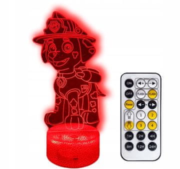 DZ ŠAPE PATROL MARSHALL 3D LED NOĆNA SVJETILJKA + DALJINSKI UPRAVLJAČ