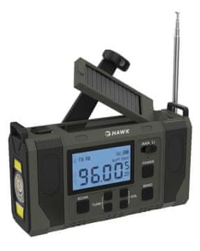 Hawk Expedition R20 HWRDI420GN Solarna radio dinamo kurbla sive boje