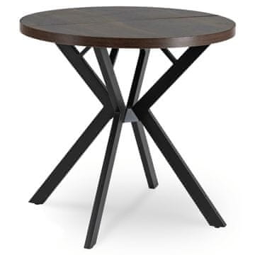 Okrugli stol za proširenje DORIAN 80-160 cm orah/crna, moderni loft stil