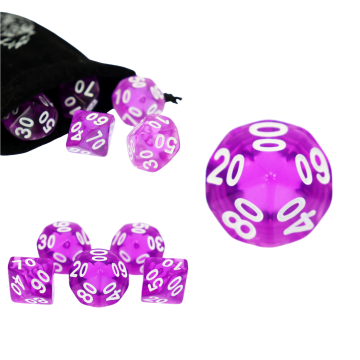 RGFK RPG kockice desetostrane D10 kockice 00-90 ljubičaste prozirne