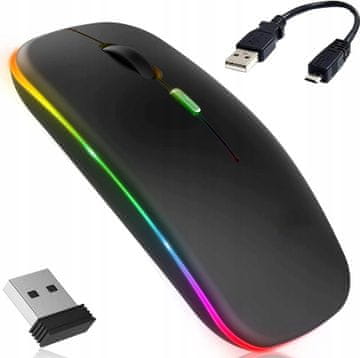 Bluetooth miš, punjiv, bežični, s pozadinskim osvjetljenjem, crni