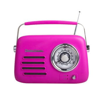 Bluetooth radio s metalnom ručkom Vintage Cuisine Magenta Mat